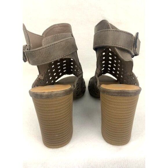 Women's Shimmer by EDL Mercedes Taupe Open-Toe Block Heel Size 9m - Picture 5 of 9